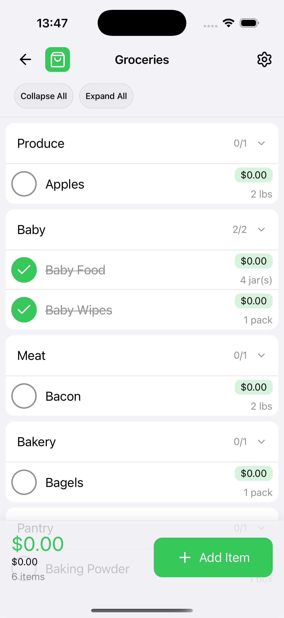 Shopwiser iOS App List Screen