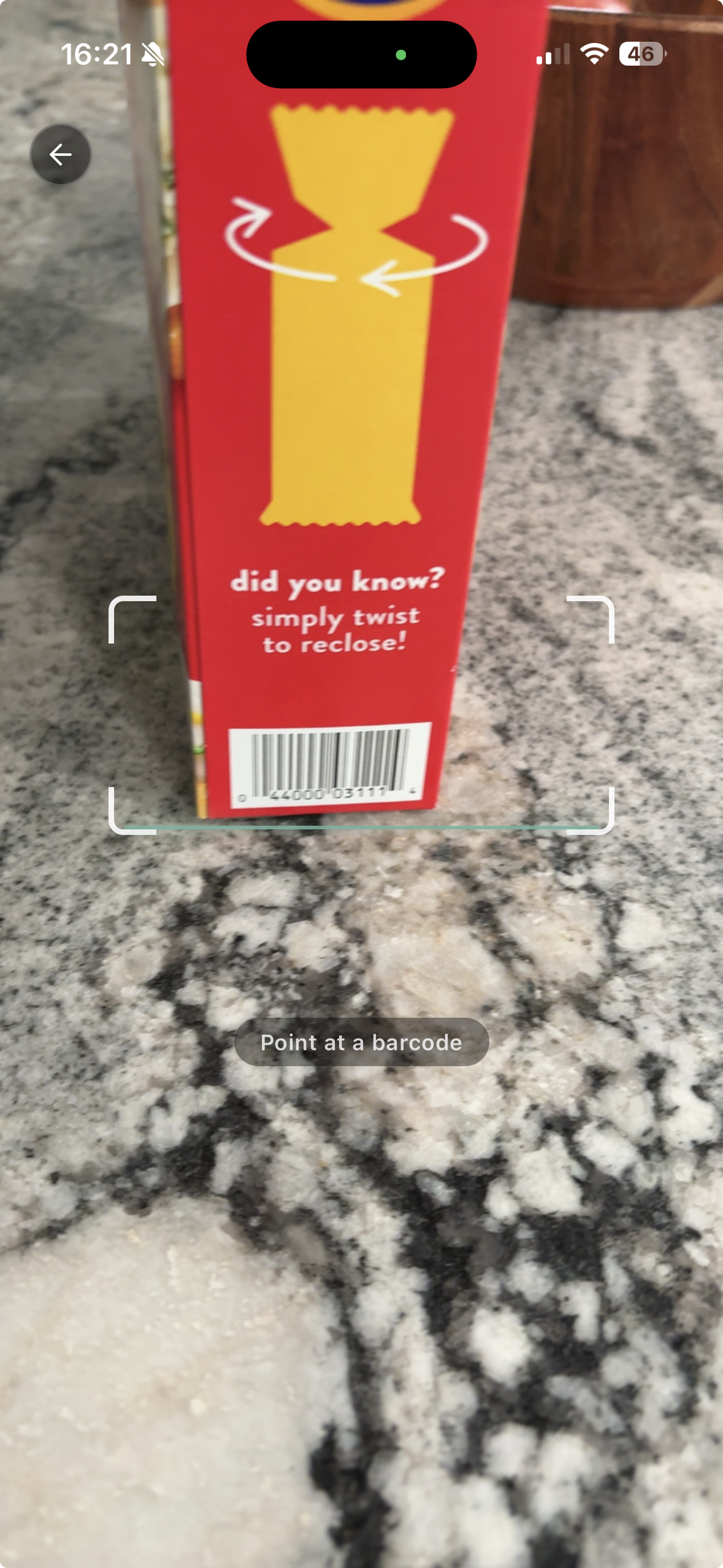 Shopwiser product scan screen on iPhone